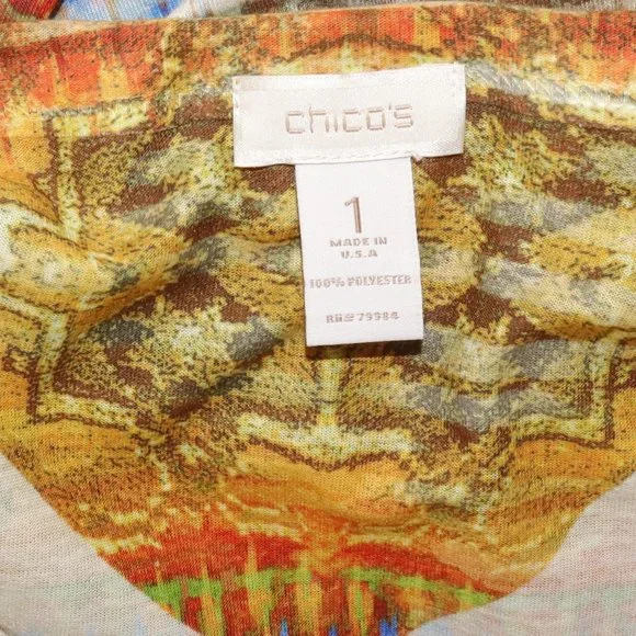 Chico's aztec multicolor short sleeve top, size 1 (8) - Picture 3 of 3